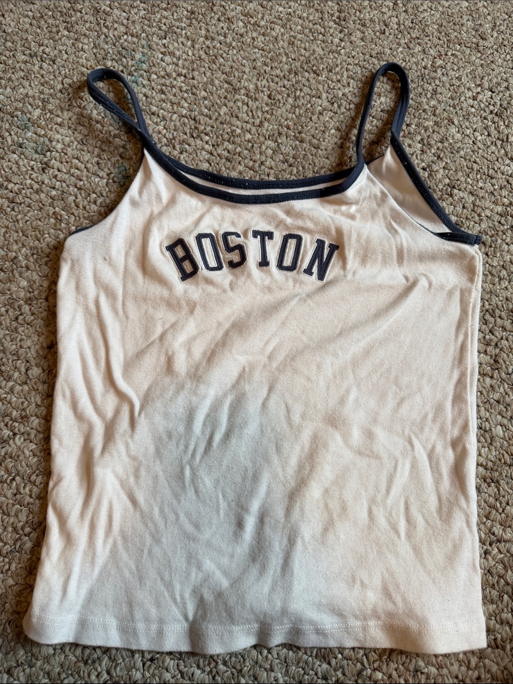 Brandy Melville White 'Boston' Women's Tank Top with Navy Trim